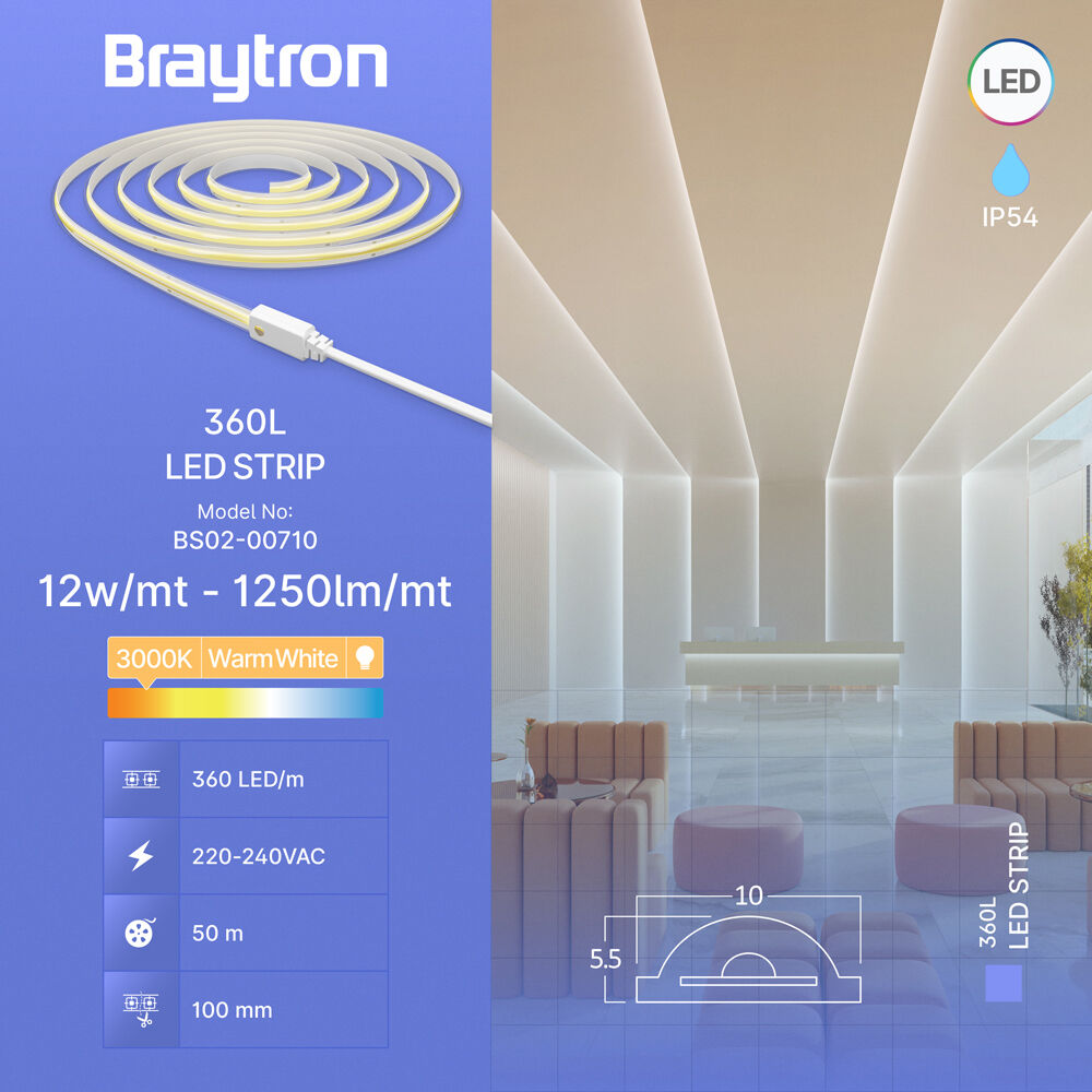 BRY-COBLINE-360L-COB-3000K-CLR-220V-IP65-LED STRIP - 3