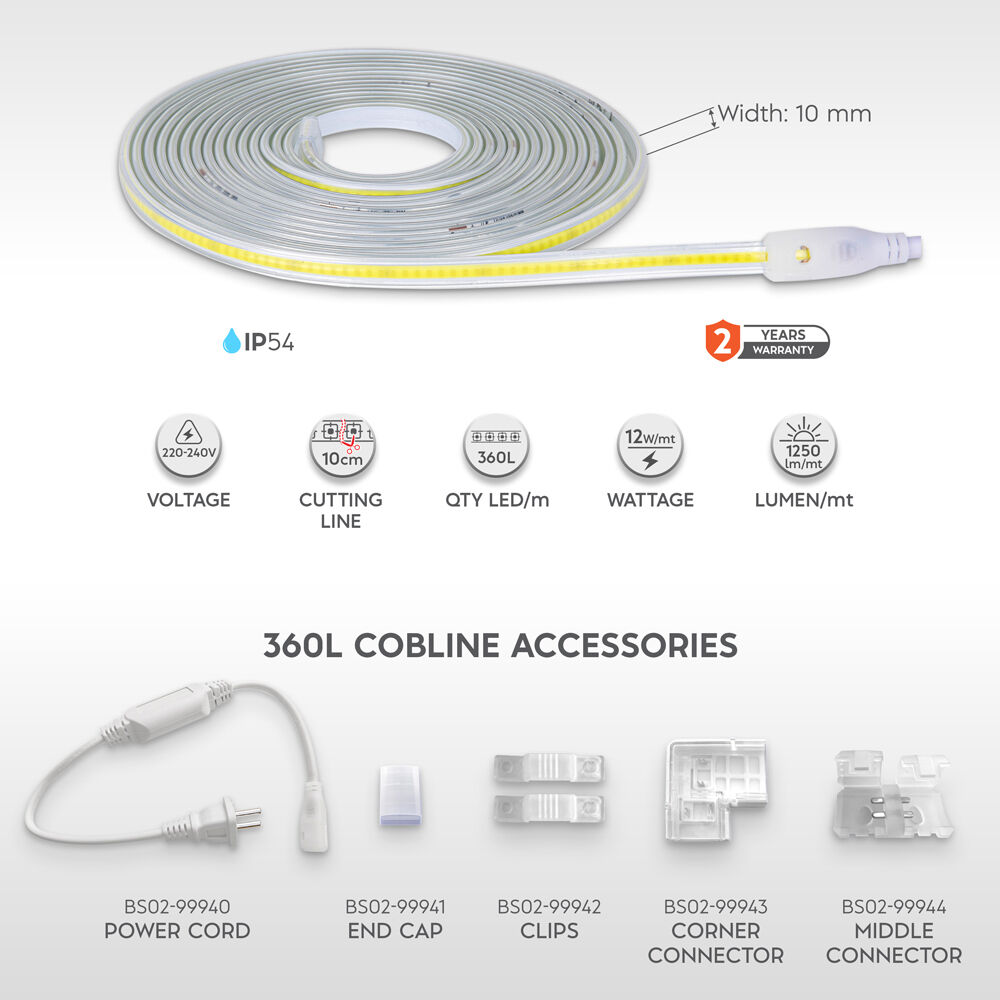 BRY-COBLINE-360L-COB-3000K-CLR-220V-IP65-LED STRIP - 8
