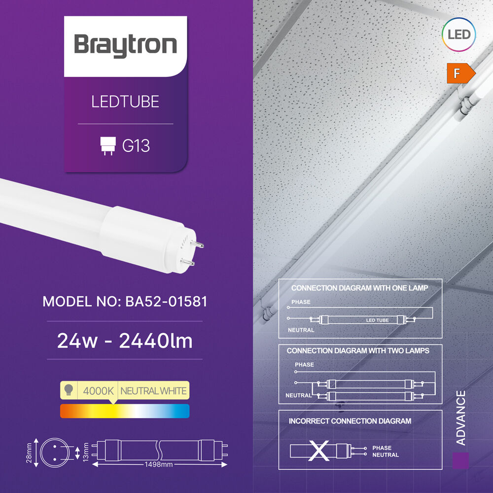 BRY-ADVANCE-24W-G13-DB-T8-GLS-4000K-LED TUBE - 3