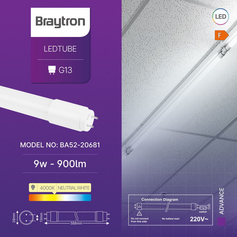 BRY-ADVANCE-9W-G13-SG-T8-GLS-4000K-LED TUBE - 3