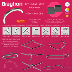 BRY-ALINE 55-1/2-42W-D800-3IN1-BLC-IP20-LINEAR LIGHT - 3