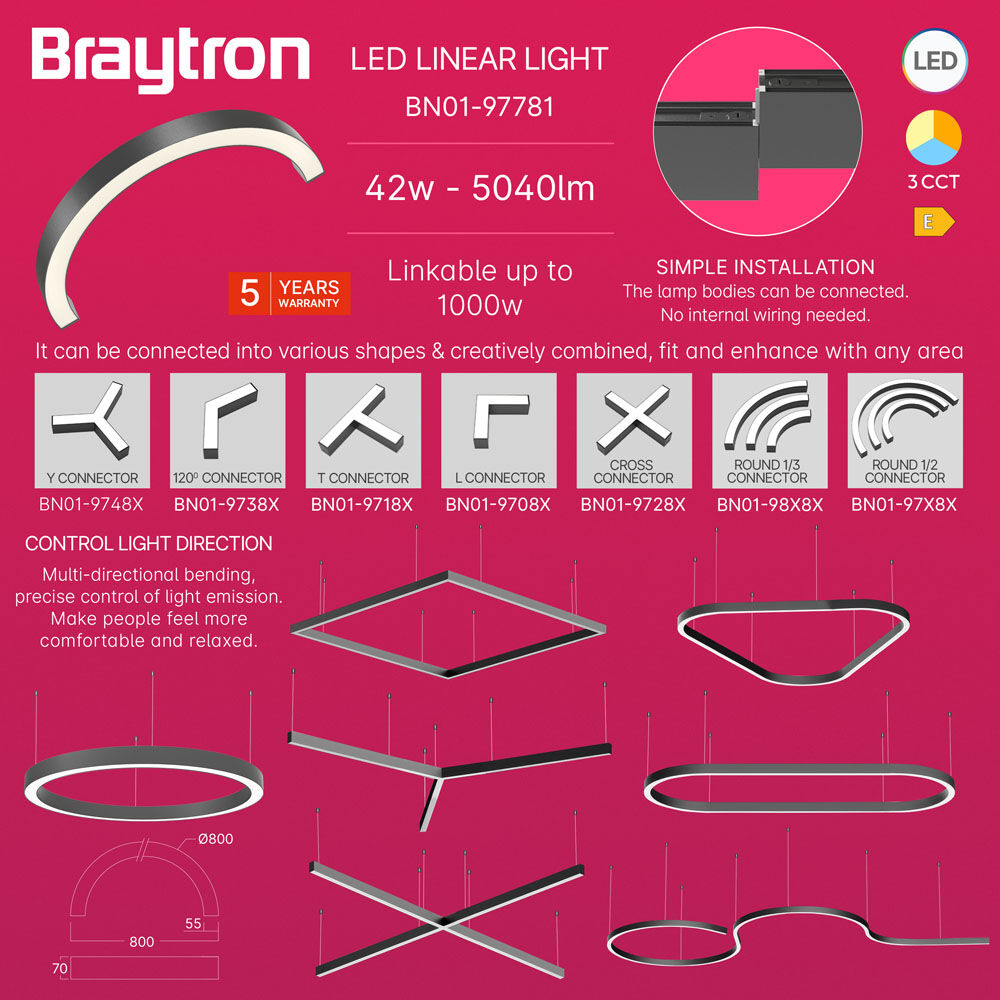 BRY-ALINE 55-1/2-42W-D800-3IN1-BLC-IP20-LINEAR LIGHT - 4