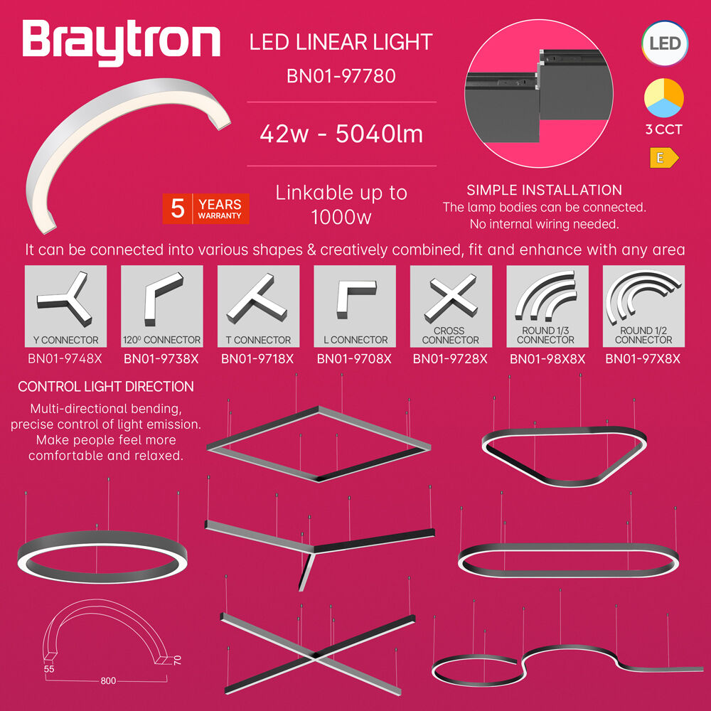 BRY-ALINE 55-1/2-42W-D800-3IN1-WHT-IP20-LINEAR LIGHT - 4