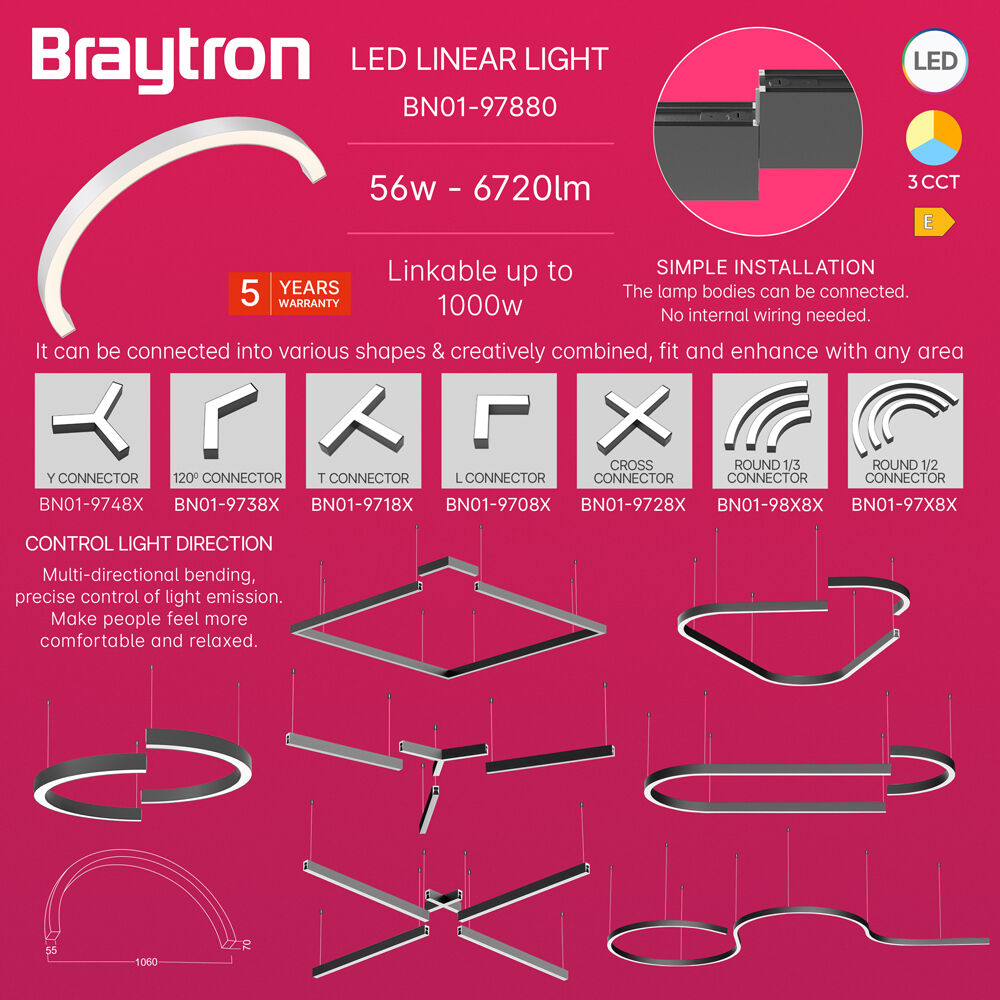 BRY-ALINE 55-1/2-56W-D1060-3IN1-WHT-IP20-LINEAR LIGHT - 3