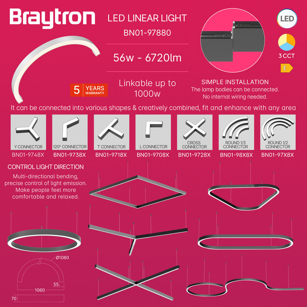 BRY-ALINE 55-1/2-56W-D1060-3IN1-WHT-IP20-LINEAR LIGHT - 4