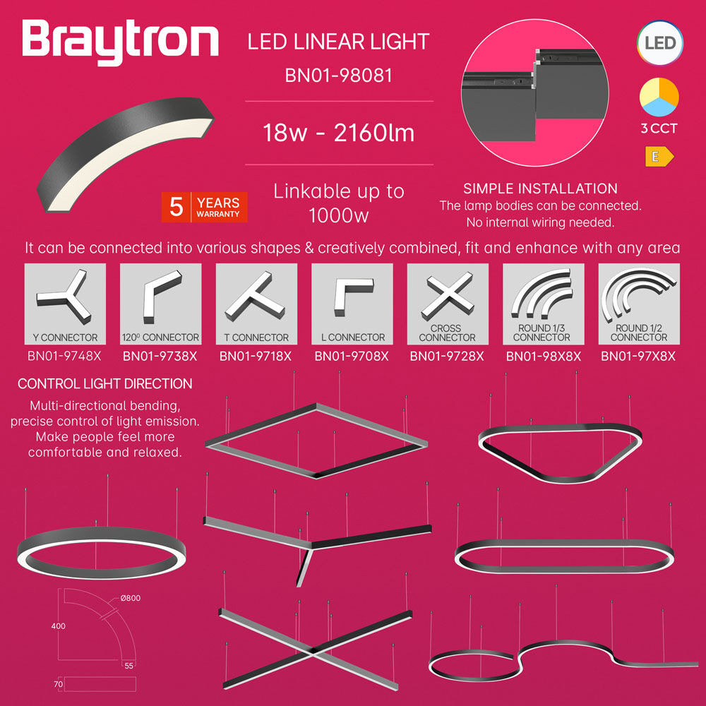 BRY-ALINE 55-1/4-18W-D560-3IN1-BLC-IP20-LINEAR LIGHT - 4