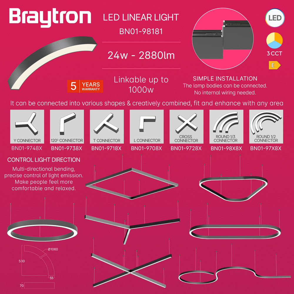 BRY-ALINE 55-1/4-24W-D800-3IN1-BLC-IP20-LINEAR LIGHT - 4