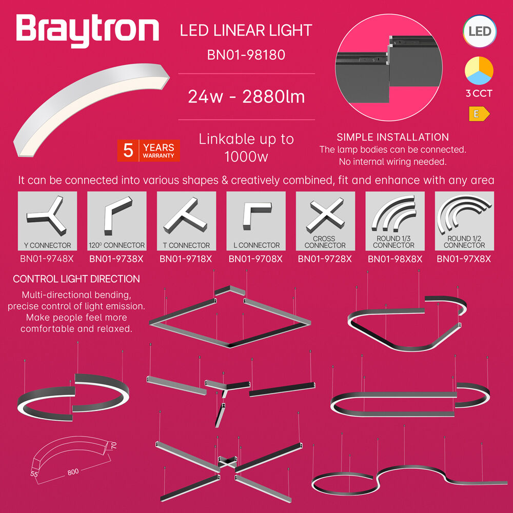 BRY-ALINE 55-1/4-24W-D800-3IN1-WHT-IP20-LINEAR LIGHT - 3