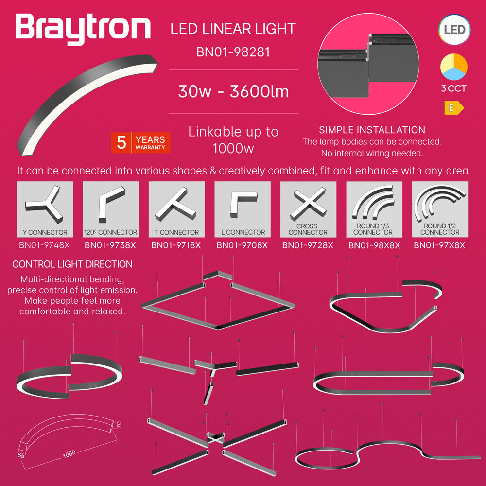BRY-ALINE 55-1/4-30W-D1060-3IN1-BLC-IP20-LINEAR LIGHT - 3