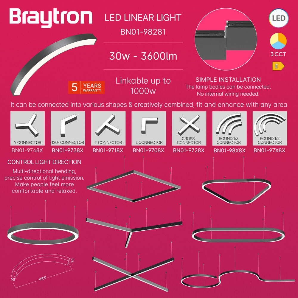 BRY-ALINE 55-1/4-30W-D1060-3IN1-BLC-IP20-LINEAR LIGHT - 4