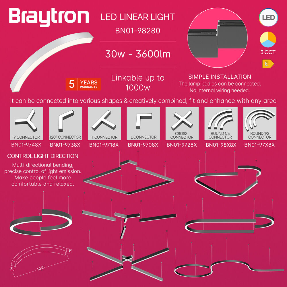 BRY-ALINE 55-1/4-30W-D1060-3IN1-WHT-IP20-LINEAR LIGHT - 3