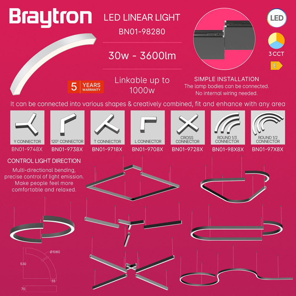 BRY-ALINE 55-1/4-30W-D1060-3IN1-WHT-IP20-LINEAR LIGHT - 3