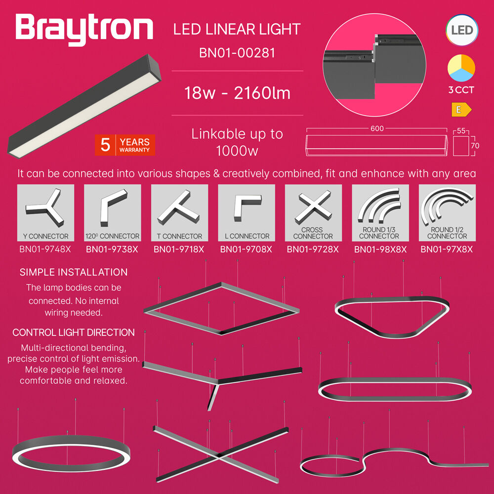 BRY-ALINE 55-18W-0.6MT-3IN1-BLC-IP20-LINEAR LIGHT - 4
