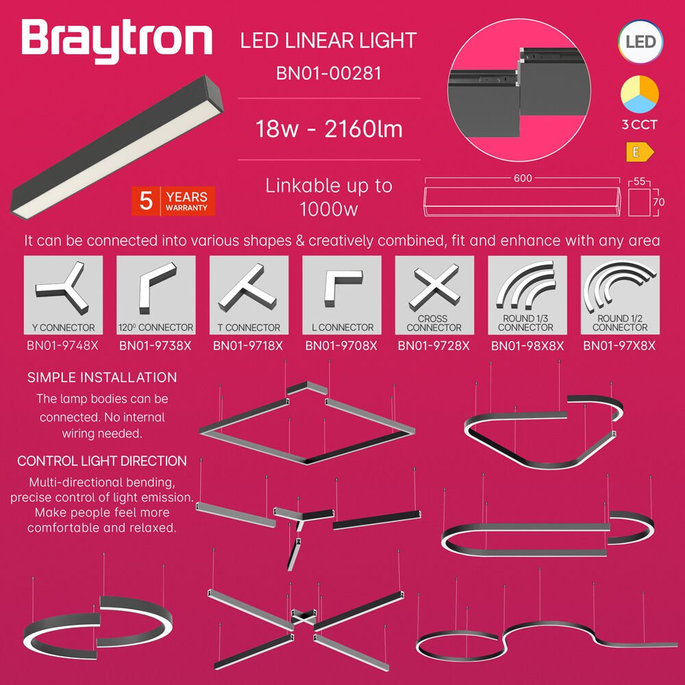 BRY-ALINE 55-18W-0.6MT-3IN1-BLC-IP20-LINEAR LIGHT - 3