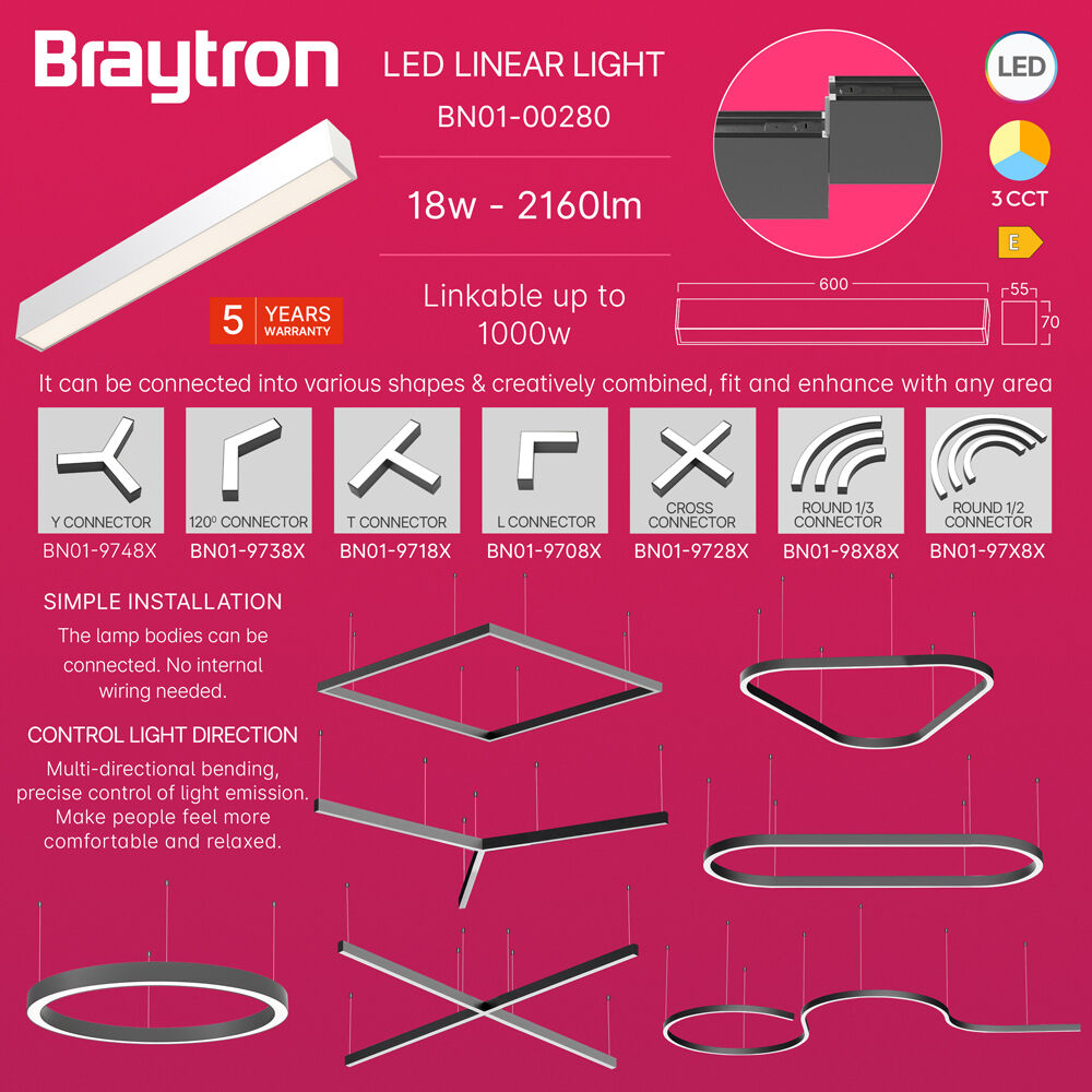 BRY-ALINE 55-18W-0.6MT-3IN1-WHT-IP20-LINEAR LIGHT - 4
