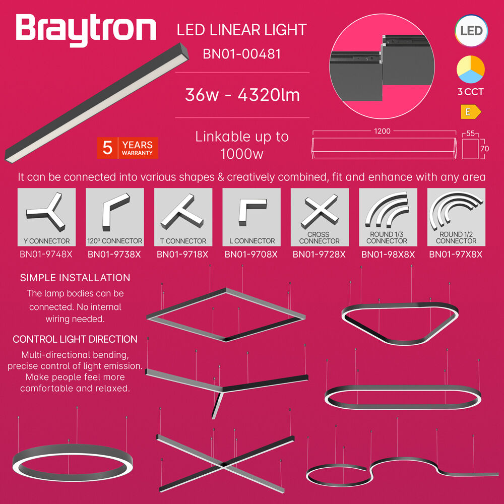 BRY-ALINE-55-36W-1.2MT-3IN1-BLC-IP20-LINEAR LIGHT - 4