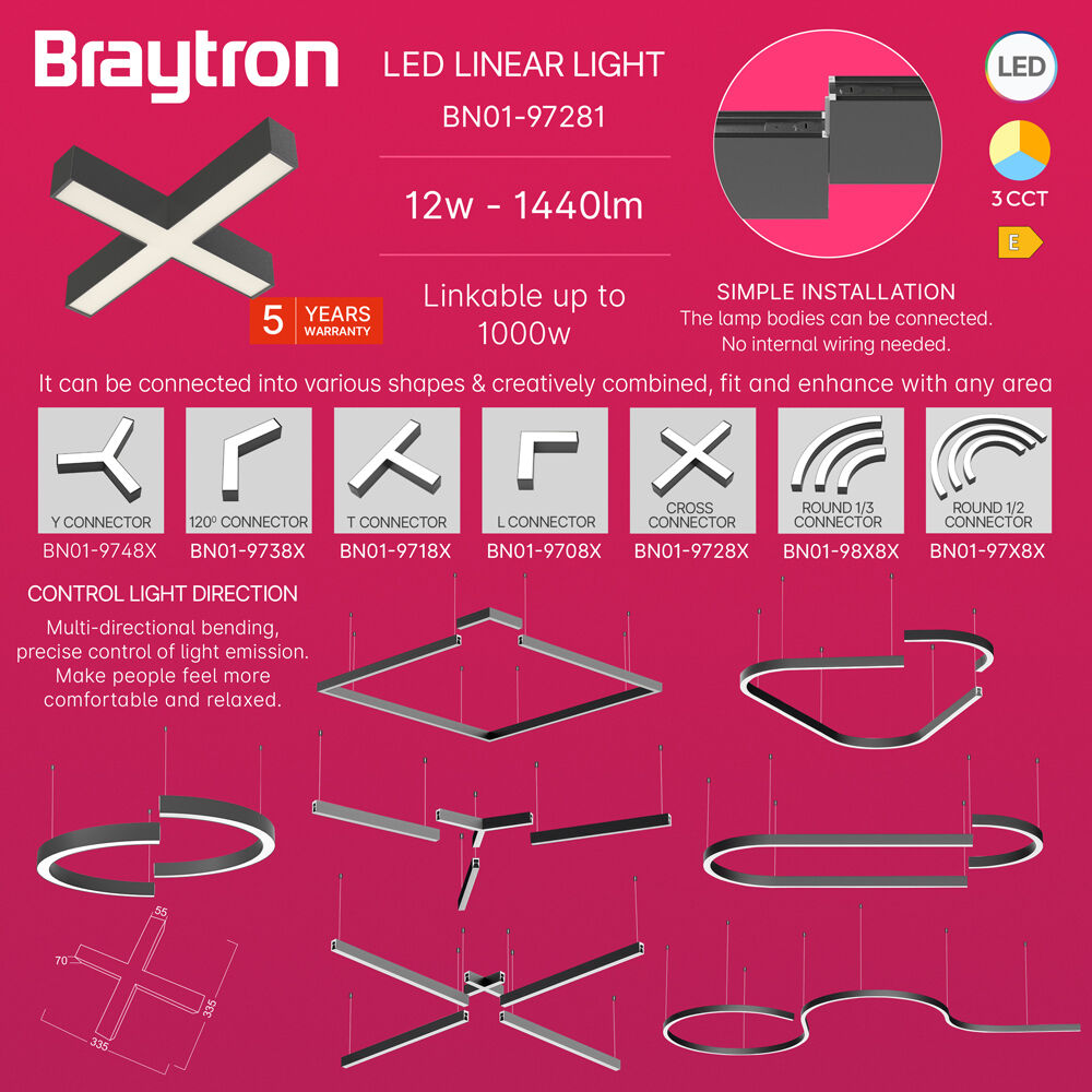 BRY-ALINE 55-CROSS-12W-335x335-3IN1-BLC-IP20-LINEAR LIGHT - 3