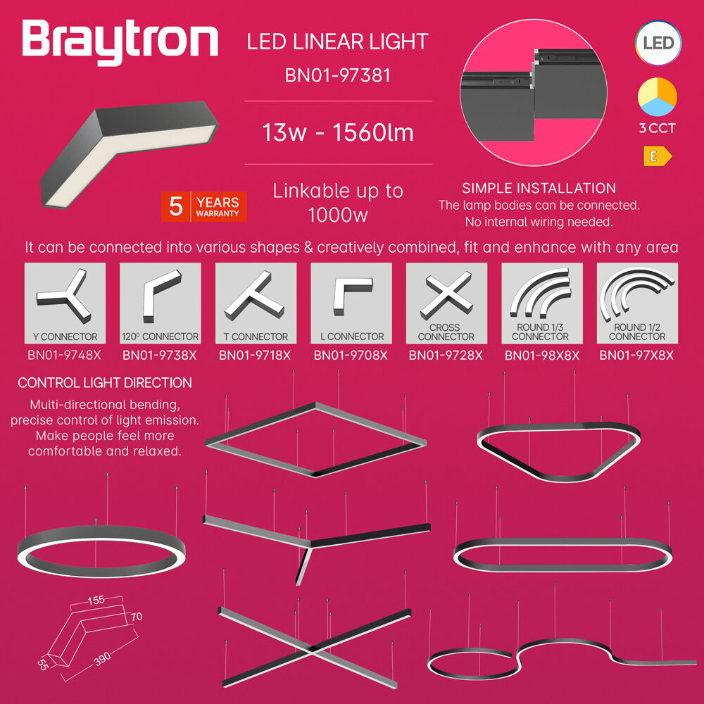 BRY-ALINE 55-L-13W-390x155-3IN1-BLC-IP20-LINEAR LIGHT - 4