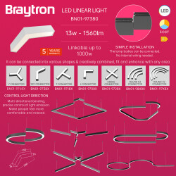 BRY-ALINE 55-L-13W-390x155-3IN1-WHT-IP20-LINEAR LIGHT - 3