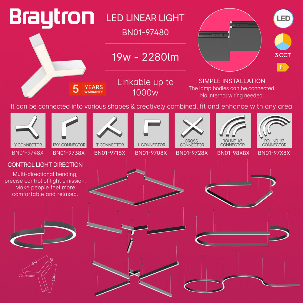 BRY-ALINE 55-Y-13W-390x340-3IN1-WHT-IP20-LINEAR LIGHT - 3