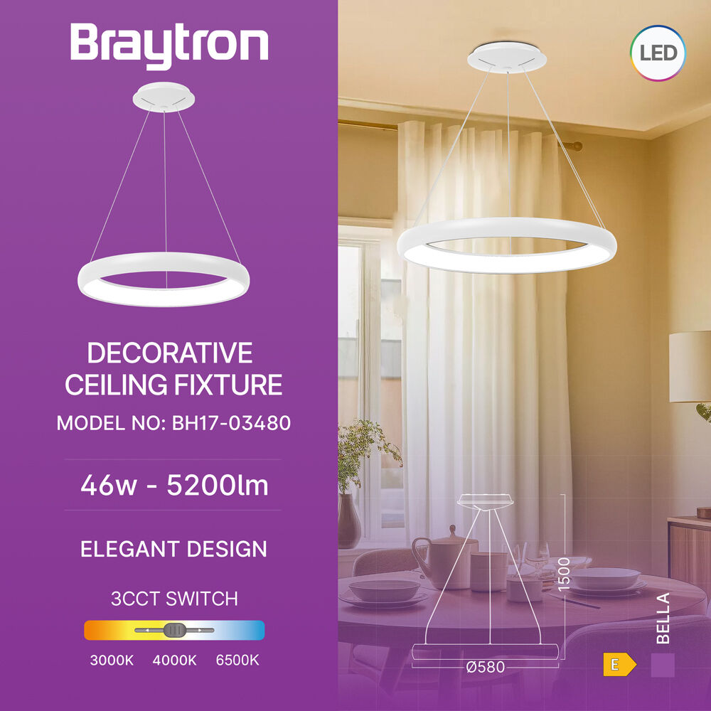 BRY-BELLA-MLP-PD-RND-WHT-46W-3IN1-IP20-CEILING LIG - 3