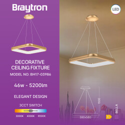 BRY-BELLA-MLP-PD-SQR-GLD-46W-3IN1-IP20-CEILING LIG - 3