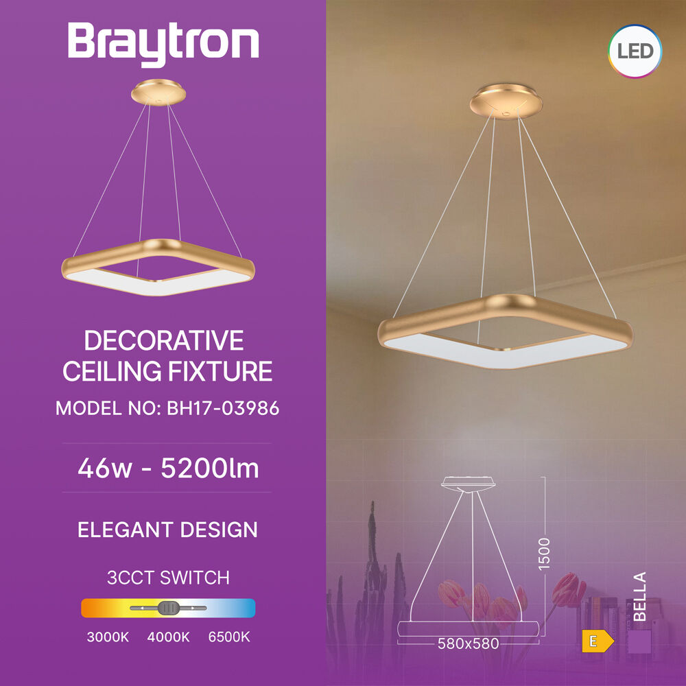 BRY-BELLA-MLP-PD-SQR-GLD-46W-3IN1-IP20-CEILING LIG - 3