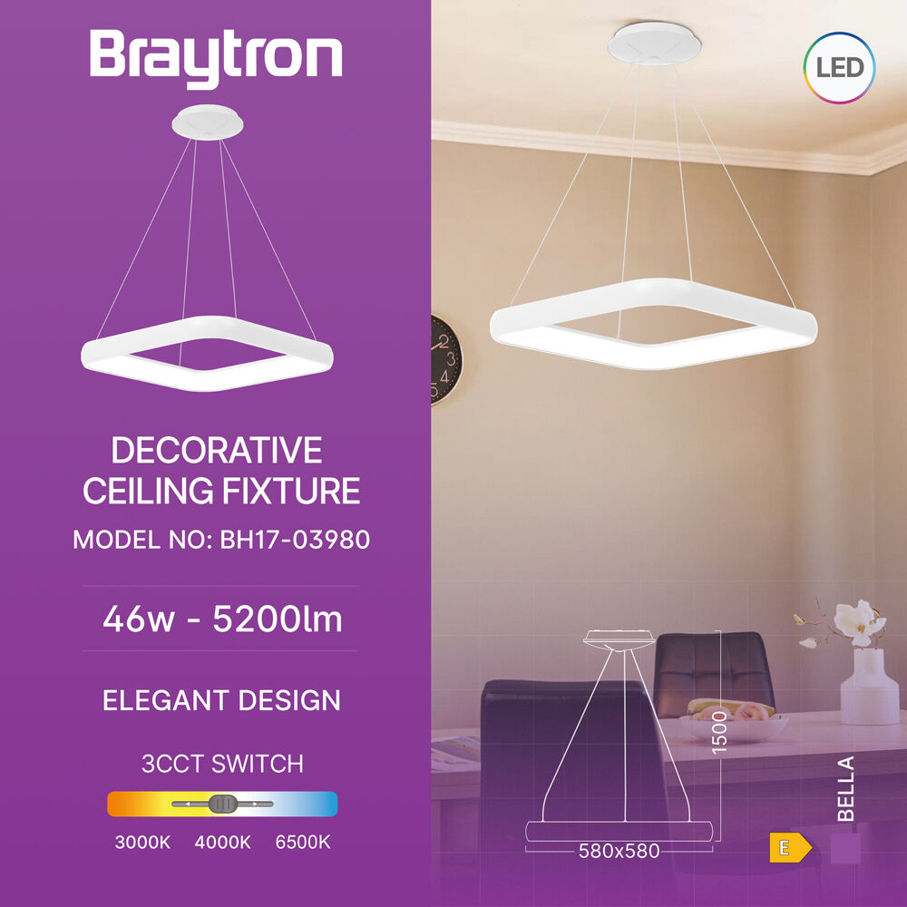 BRY-BELLA-MLP-PD-SQR-WHT-46W-3IN1-IP20-CEILING LIG - 3