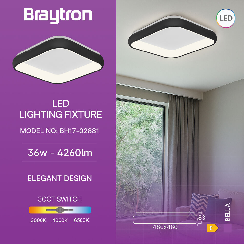 BRY-BELLA-MLS-SR-SQR-BLC-36W-3IN1-IP20-CEILING LIG - 3