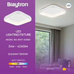 BRY-BELLA-MLS-SR-SQR-WHT-36W-3IN1-IP20-CEILING LIG - 3