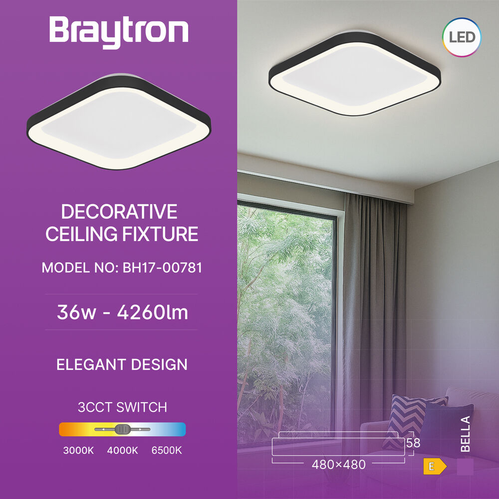 BRY-BELLA-SLS-SR-SQR-BLC-36W-3IN1-IP20-CEILING LIG - 3