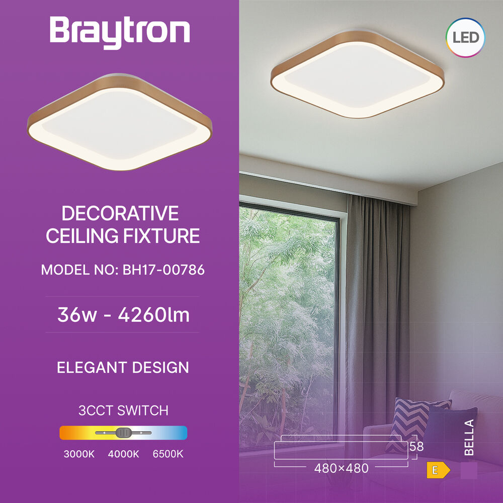 BRY-BELLA-SLS-SR-SQR-GLD-36W-3IN1-IP20-CEILING LIG - 3