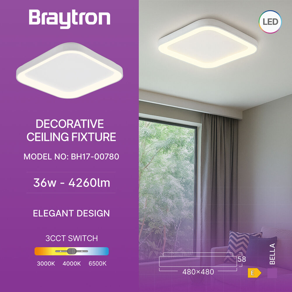 BRY-BELLA-SLS-SR-SQR-WHT-36W-3IN1-IP20-CEILING LIG - 3