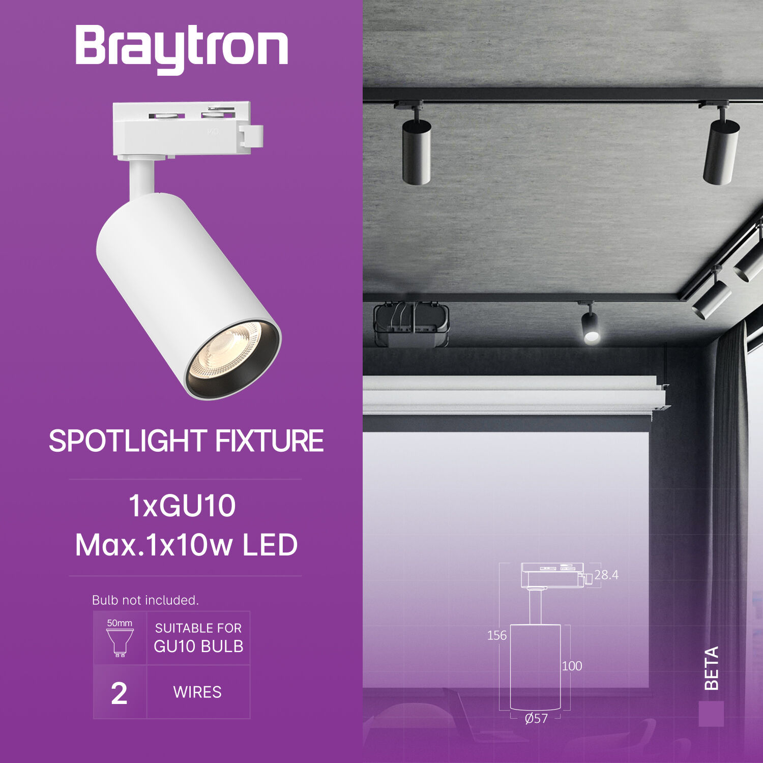 BRY-BETA-TR2-WHT-GU10-2WRS-TRACKLIGHT - 3