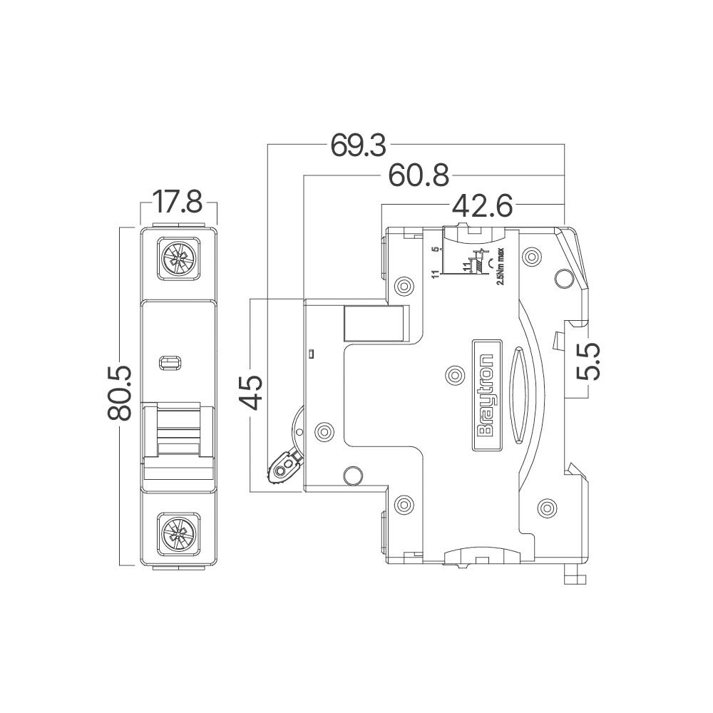BRY-BMG1-1 C06-06A-1P C TYPE 4.5KA-MCB - 4