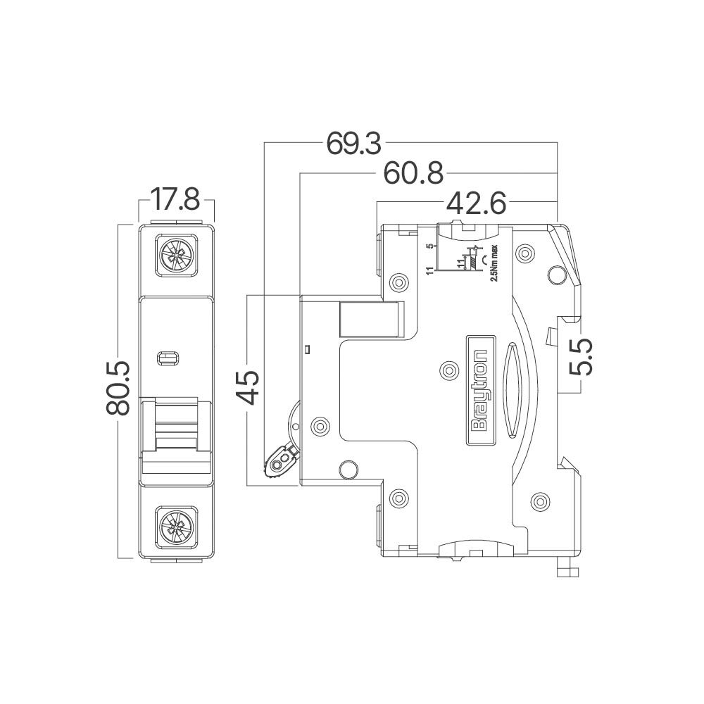 BRY-BMG1-1 C16-16A-1P C TYPE 4.5KA-MCB - 4