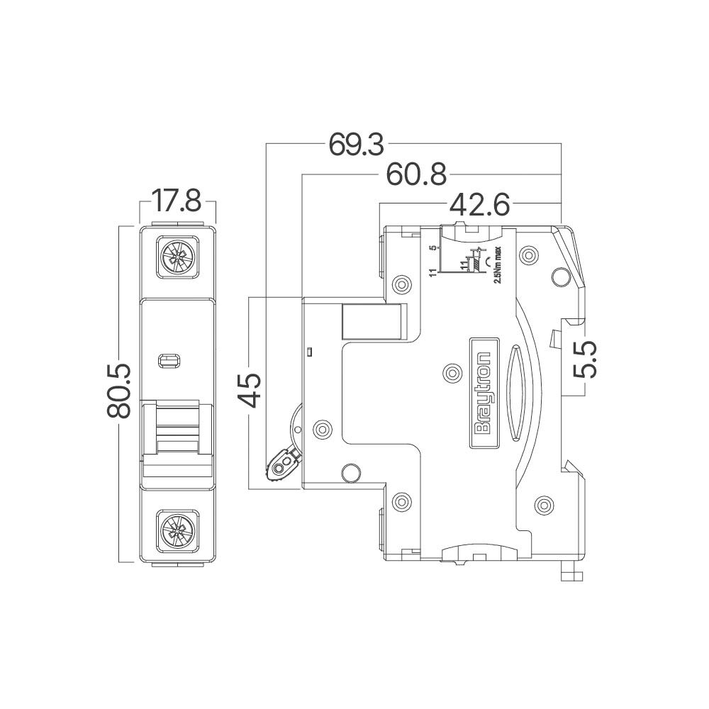 BRY-BMG1-1 C63-63A-1P C TYPE 4.5KA-MCB - 4