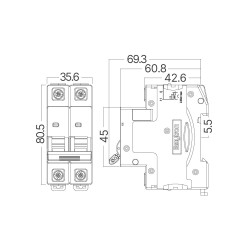BRY-BMG1-2 C25-25A-2P C TYPE 4.5KA-MCB - 4