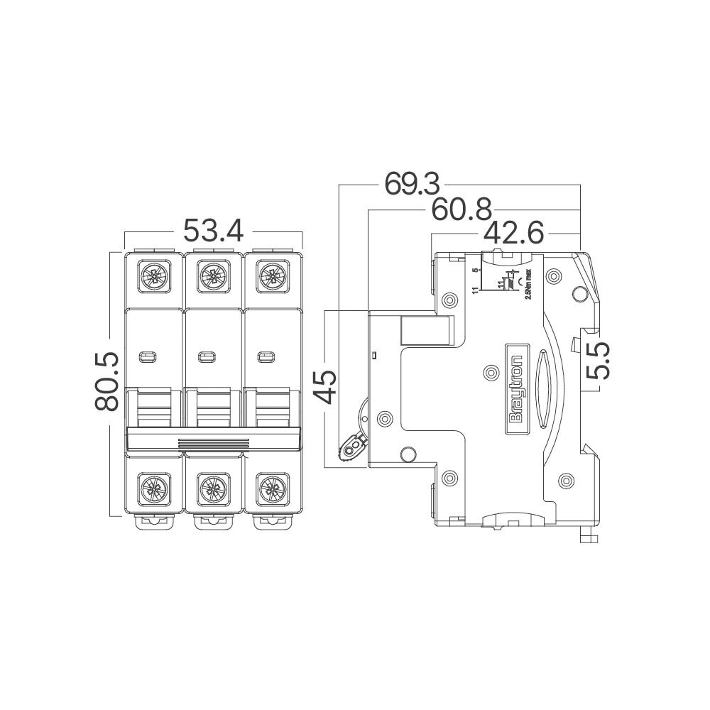 BRY-BMG1-3 C40-40A-3P C TYPE 4.5KA-MCB - 4