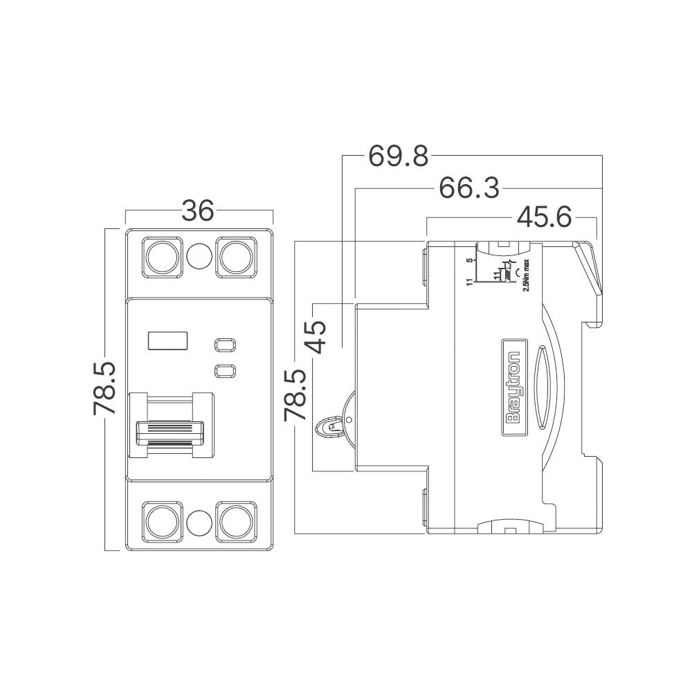 BRY-BRG3-2 50 16-16A-500mA 2P 10KA RCCB - 4