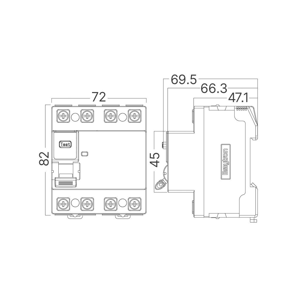 BRY-BRG3-4 30 100-100A-300mA 4P 10KA RCCB - 4