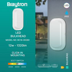 BRY-BULKHEAD-12W-ELP-WHT-3IN1-IP65-LED BULKHEAD - 3