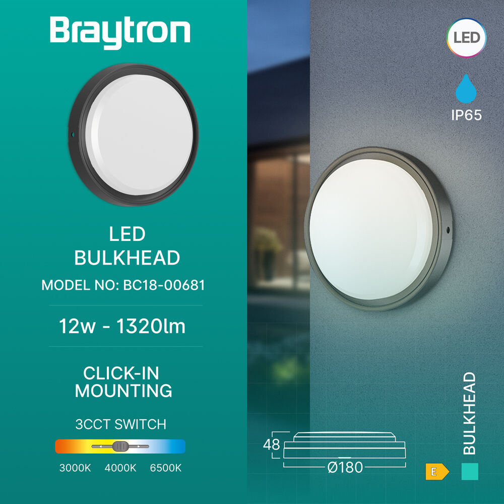 BRY-BULKHEAD-12W-RND-BLC-3IN1-IP65-LED BULKHEAD - 3