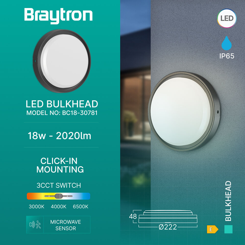 BRY-BULKHEAD-18W-RND-BLC-SNS-3IN1-IP65-LED BULKHEA - 3