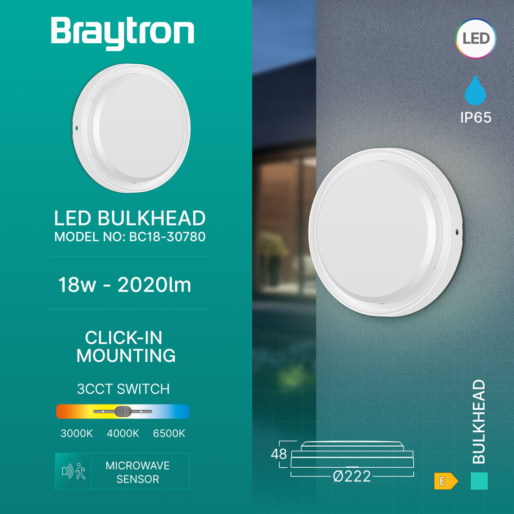BRY-BULKHEAD-18W-RND-WHT-SNS-3IN1-IP65-LED BULKHEA - 3