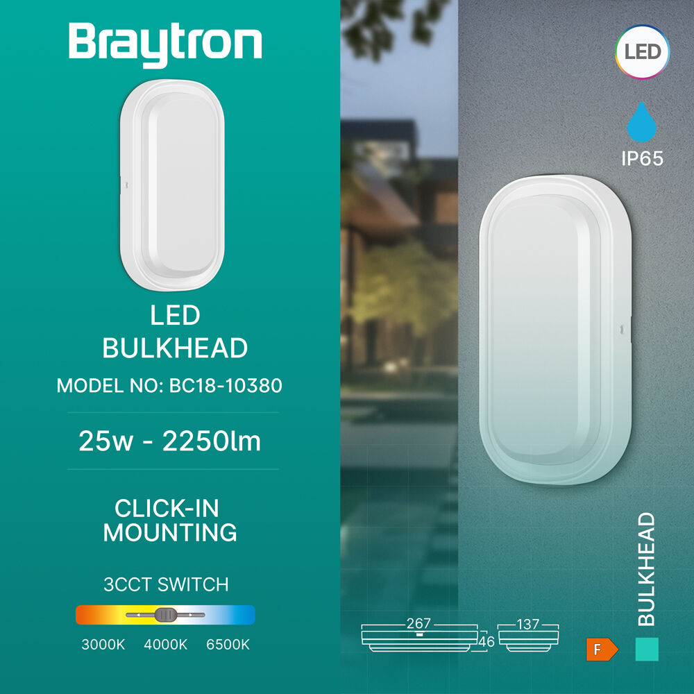 BRY-BULKHEAD-25W-ELP-WHT-3IN1-IP65-LED BULKHEAD - 3