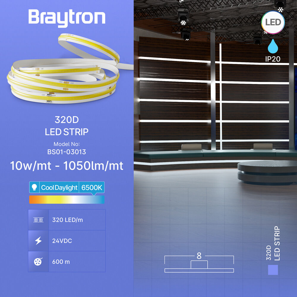 BRY-COBLINE-10W-320D-COB-6500K-24V-IP20-LED STRIP - 3