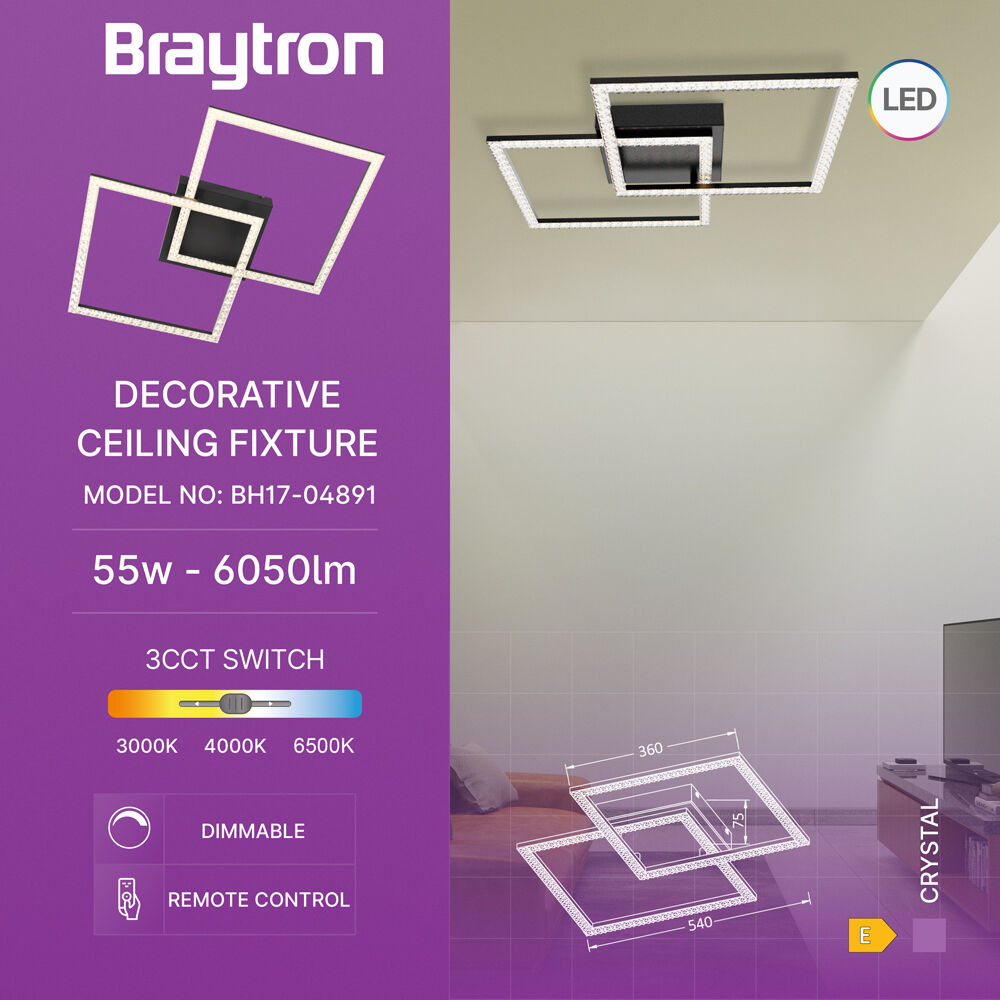 BRY-CRYSTAL-A-55W-3IN1-RMT-BLC-CEILING LIGHT - 3