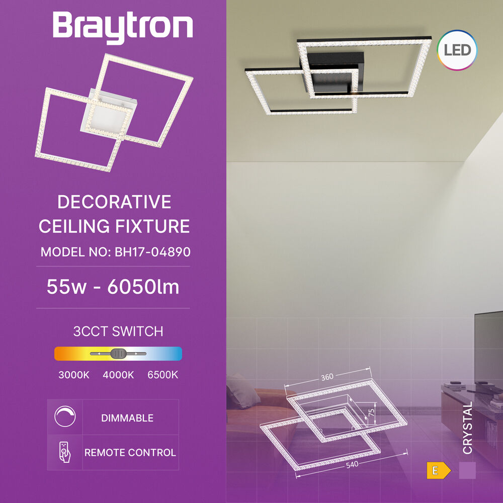 BRY-CRYSTAL-A-55W-3IN1-RMT-WHT-CEILING LIGHT - 3