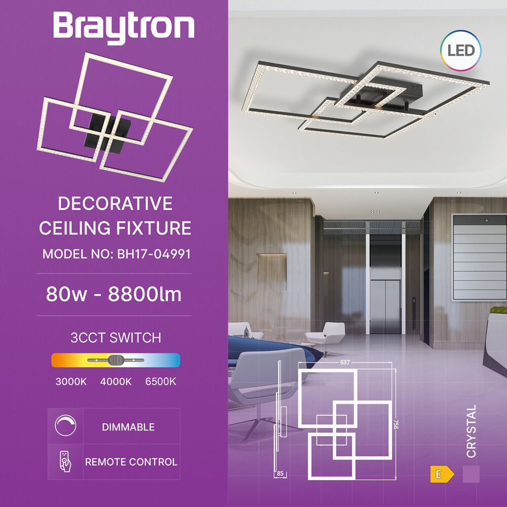 BRY-CRYSTAL-B-80W-3IN1-RMT-BLC-CEILING LIGHT - 3